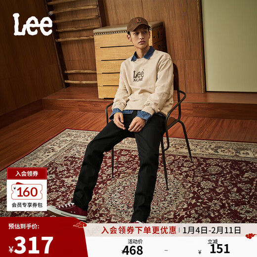 Lee723 pantalones vaqueros negros rectos de cintura media para hombre, ajustados y modernos