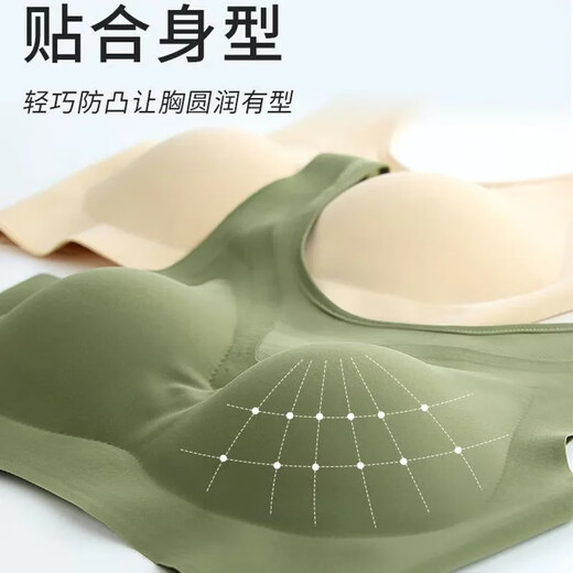 Ultra-thin ice silk seamless underwear for women without rims, gathering side breasts, anti-sagging, sports back bra, large size bra, skin color, high-end sense, L suitable for 85-105Jin Jin is equal to 0.5 kg