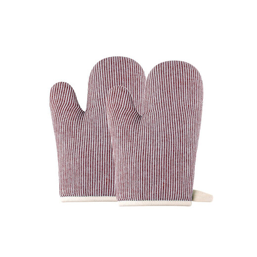 Yingcan oven gloves anti-scalding thickened insulation gloves baking kitchen non-slip special microwave gloves insulation striped coffee 2 pieces