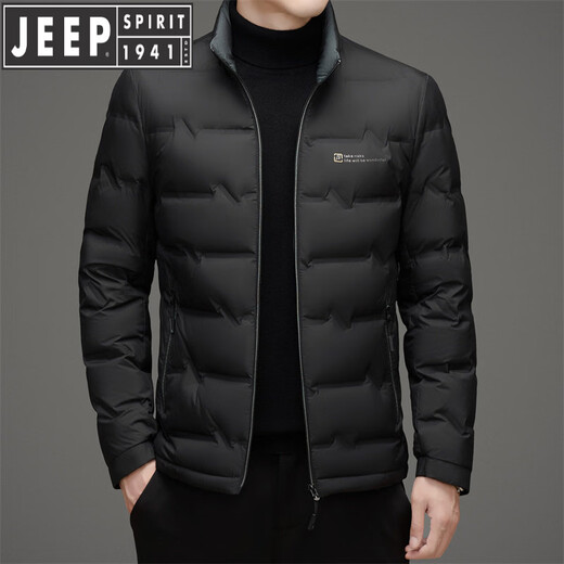 JEEP SPIRIT Men's Short Down Jacket Winter New Thin Goose Down Jacket Warm Thickened Men's Jacket Gray Green M 170