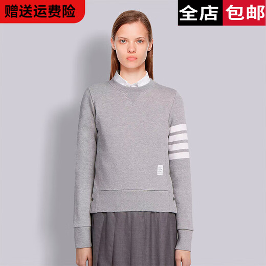 TB four-stripe round neck sweatshirt for women in spring and autumn long-sleeved pullover couple trendy brand jacket outer layer base shirt sky blue S 0 (90-105Jin Jin is equal to 0.5kg)