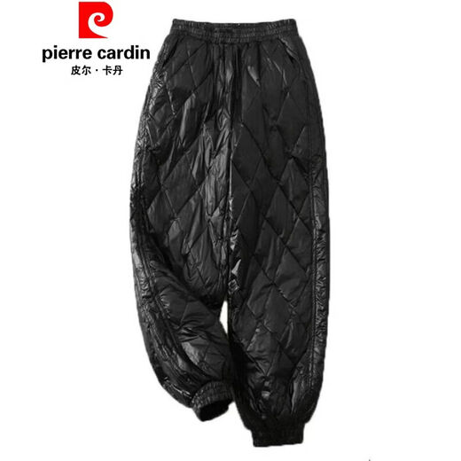 Pierre Cardin diamond down cotton trousers for women, fashionable and light outerwear, 2025 autumn and winter loose slimming casual warm leggings bloomers black M (recommended 90-110Jin Jin equals 0.5 kg)