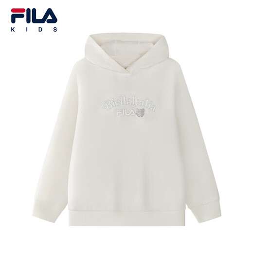 FILA Children's Sweater 2026 Spring New Girls' Casual Loose Hooded Top for Medium and Large Children Cloud White-WT 160