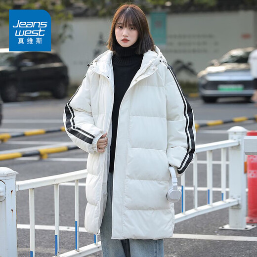 Jeanswest men's winter new hooded thickened warm mid-length cotton coat outer windproof military coat dark gray 3XL