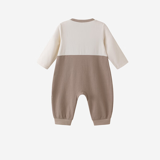 YEEHOO shopping mall same style baby long-sleeved baby boy clothes for outdoor crawling clothes cute cartoon jumpsuit stone brown 66cm