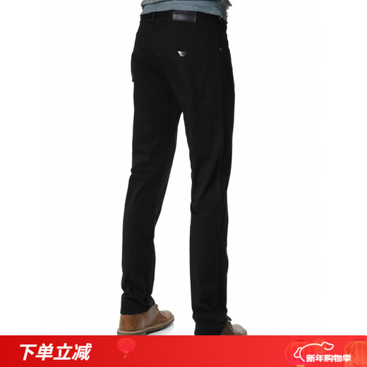 ARMANI/阿玛尼 EA 男士鹰标修身长裤休闲裤 EM001370 AF14123 黑色 UC001 29