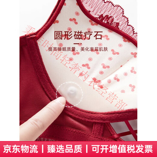 Agent Provocateur Light Luxury Brand Year of the Horse Ben Ming Nian Underwear Women's Red Suit Small Breast Gathering Shows Big Wedding Bride Sexy Lace Burgundy-Set 70A 32 (Koi Red Ben Ming Nian)