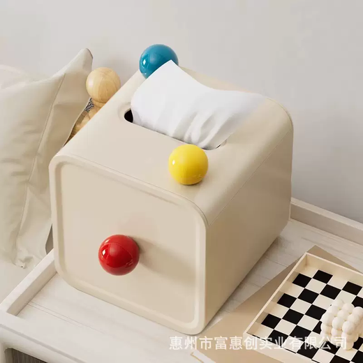 Yusenyi cute tube desktop household paper box high-end roll paper creative cylinder bathroom living room toilet paper tube tissue box red ball 13.8x13.8x14.2