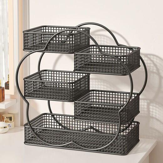 Fantasy product storage box dressing table layered organizer skin care product shelf high-end white flower square