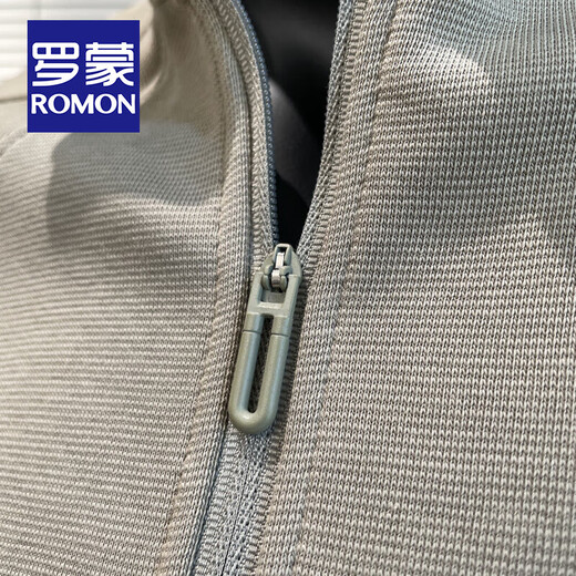 ROMON American versatile patchwork sweatshirt for men in spring and autumn, new trendy half-zip pullover, loose and versatile stand-up collar top for men, khaki XL size (recommended 140-160)