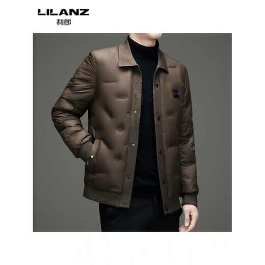LILANZ Men's Down Jacket Autumn and Winter New 90 Duck Down Warm Threaded Lapel Workwear Casual Down Youth Trend Black 88177 Style 14XL (185)