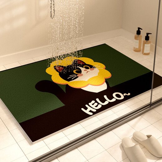 Fantasy bathroom wire ring non-slip floor mat shower room bath room bathroom anti-fall foot mat special water isolating mat for elderly bathtub milk cat style rectangular 60x120CM