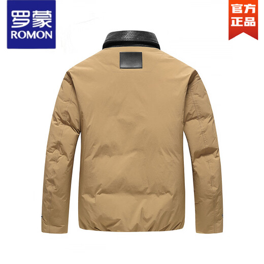 罗蒙（ROMON）巴恩风夹克羽绒服男短款2025秋冬季新复古翻领老钱潮流外套上衣 土黄色 L 175