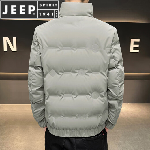 JEEP SPIRIT short stand collar down jacket for men 2025 new fashionable and handsome youth warm jacket winter tops pea green L