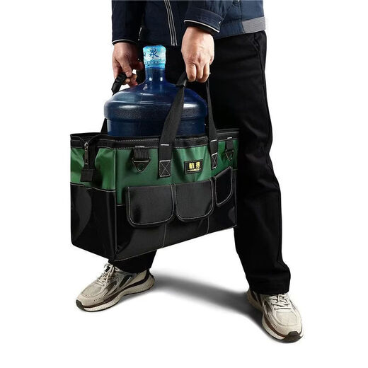 An Junsheng tool bag, extra large canvas cross-body, multi-functional repair tool for plumbers and electricians, wear-resistant, waterproof, extra thick and convenient, blue* waterproof nail bottom with shoulder strap, internal and external slip pockets 21.4 inches, wear-resistant