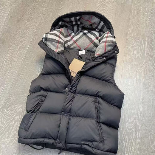 B PRORSUM Burberry Autumn and Winter Men's Removable Winter Cotton Warm Thickened Unisex Jacket Black 2XL 120-140Jin Jin equals 0.5 kg