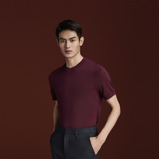 K-Boxing Men's Spring Fashion Casual High-End Wool Blended Knitted Craft Sweater CTTR1730 Scarlet S