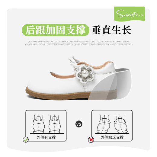 Snafy girls leather shoes spring new 2026 little girl princess shoes children's soft sole non-slip baby single shoes Iris black 23 feet length 14.4cm