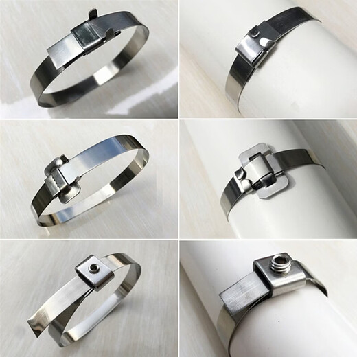 Xu ordered 304 stainless steel cable tie plate with wires, pole hoops, signboards, metal cable tie buckles, marine electricity, gear-type cable tie tool pliers (silver)