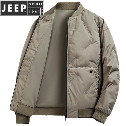 JEEP SPIRIT Мужской пуховик Мужская зимняя новинка 2025 года для среднего возраста с коротким воротником-стойкой Холодостойкая теплая повседневная куртка для папы Мужская армейский зеленый M