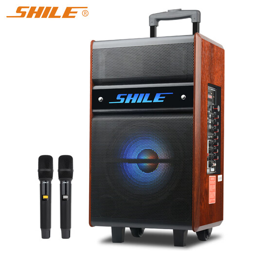 SHILE SHILE Square Dance Audio Outdoor Bluetooth Portable Wooden Trolley Speaker High Power Mobile Card Player SD-5 15-inch Trolley Speaker