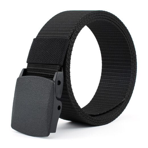 Men's non-magnetic buckle tactical outdoor sports nylon belt student military training canvas decorative belt belt black 125cm can be cut, the maximum can be worn to 200Jin Jin is equal to 0.5kg