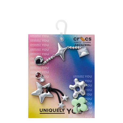 Crocs (CROCS) 2026 spring new futuristic silver five-piece set Zhibixing shoes flower shoe accessories decoration futuristic silver five-piece set