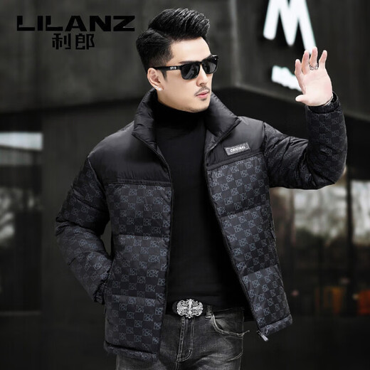 LILANZ 2025 Новый зимний короткий пуховик на гусином пуху, мужской утепленный теплый воротник-стойка, модная куртка для молодежи и среднего возраста, черный M 170