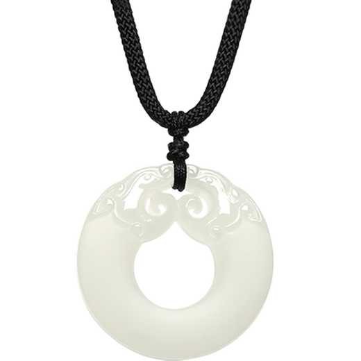 Saturday Fu Xiangyun Ping An Buckle Hetian Jade Pendant Men and Women Gift for Boyfriend YB046260 Black String