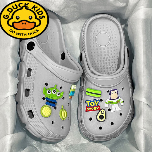 G.duck children's shoes children's slippers boys 2025 new summer soft bottom clogs boys outer wear non-slip beach shoes gray 36