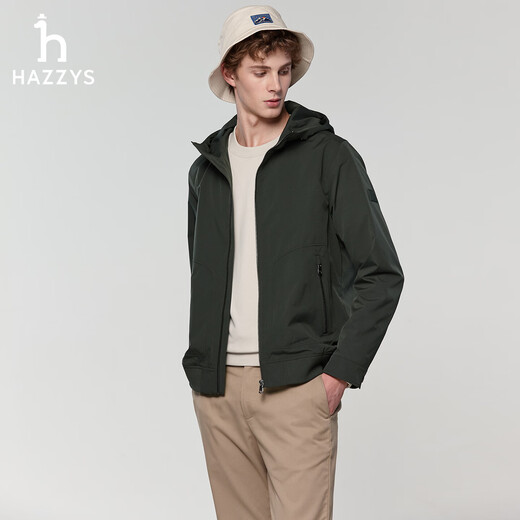 HAZZYS Men's Spring Waterproof Hooded Jacket Men's PHIZ Series Outdoor Casual Men's Jacket