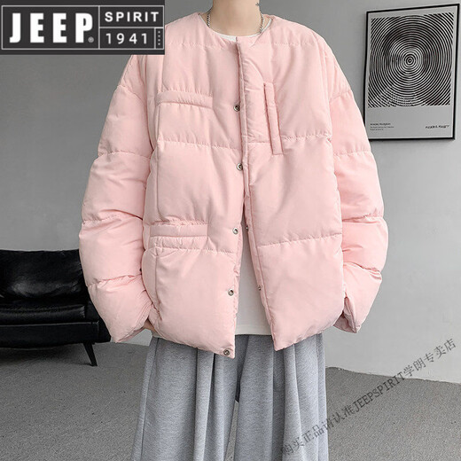 JEEP SPIRIT8XL Extra Large Size 90 White Duck Down Down Jacket Men's Winter Korean Style Fat Loose Collarless Thickened Jacket New Product White 6XL 220-240Jin Jin is equal to 0.5 kg