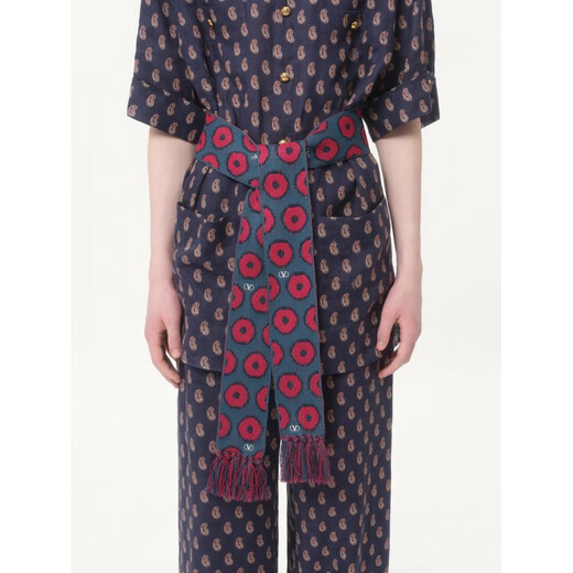 Valentino (Valentino) gift Valentino VALENTINO men ANTIBES fringed scarf red_blue