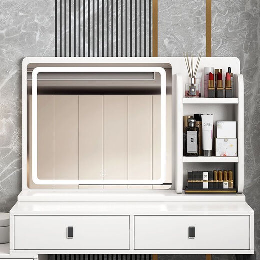 Led makeup mirror with light storage box integrated desktop bedroom dressing table sense fill-in light dressing mirror space design storage mirror 60CM gray + LED light only mirror no table see clearly to place an order