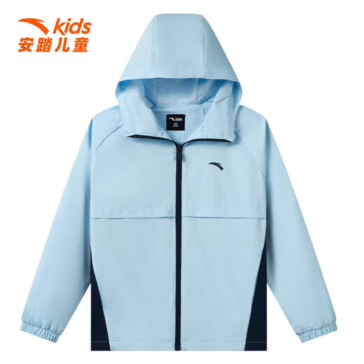 ANTA Children's Jacket Boys 2026 Spring New Woven Sports Top Outdoor Windproof Casual Hooded Jacket 6603-4 Light Sand Gray 130 cm