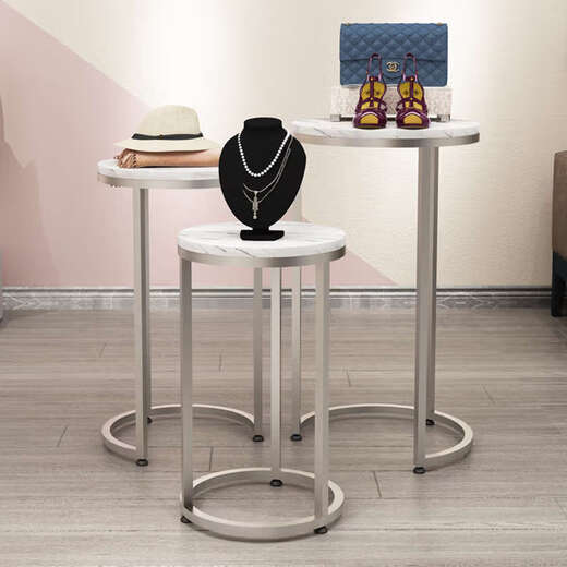 Yusenyi round storage rack jewelry table small round table shoe bag high and low water table jewelry window display rack gold medium diameter 35 height 80 official standard