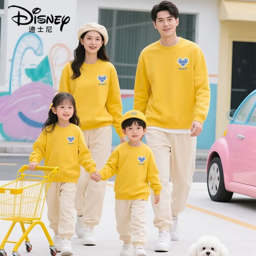 Disney pure cotton sweatshirt parent-child clothing for a family of three plus velvet autumn and winter 2026 foreign style mother-child clothing spring and autumn style-white 165 Dad S