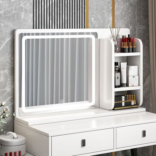 Led makeup mirror with light storage box integrated desktop bedroom dressing table sense fill-in light dressing mirror space design storage mirror 60CM gray + LED light only mirror no table see clearly to place an order