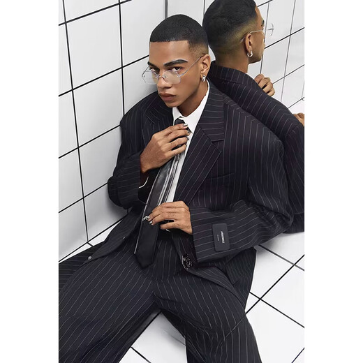 CHEVALPES国际一线品牌大廓形羊毛混纺条纹精裁西装套西套装全性别 西裤 XL 3码