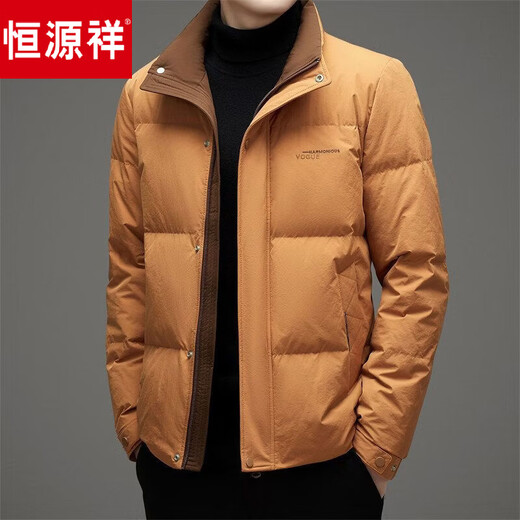 Hengyuanxiang Пуховик мужской 2026 Зимний утепленный теплый верх с воротником-стойкой Деловая повседневная короткая универсальная куртка Мужская кремово-белая M 170