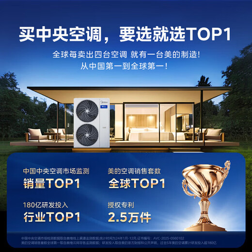 Midea central air conditioner Starlight Pro one-to-four multi-online one-to-three and one-to-multiple embedded One-price all-inclusive 25-year model power-saving new upgrade National subsidy 6 horses One-to-four First-class energy efficiency Three bedrooms and one living room