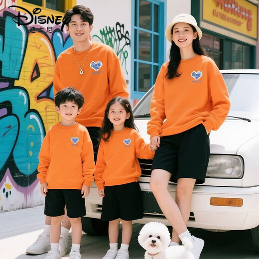 Disney pure cotton sweatshirt parent-child clothing for a family of three plus velvet autumn and winter 2026 foreign style mother-child clothing spring and autumn style-white 165 Dad S