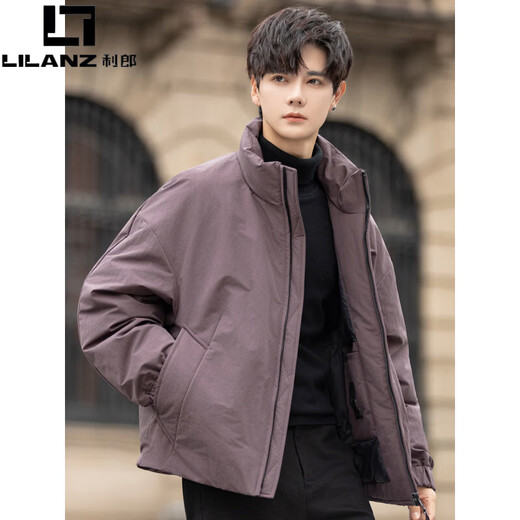 利郎（LILANZ）男士立领轻薄羽绒服25新款情侣白鸭绒外套短款青年冬季加厚防寒服 洋葱紫色 新国标90白鸭绒 M (约85-115斤)