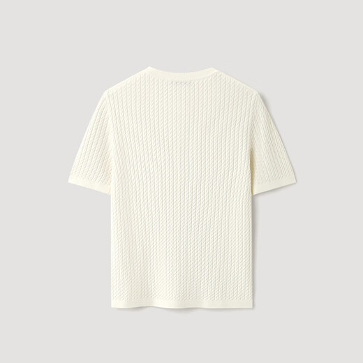 OVV2026 new spring and summer women's silk-cotton blended round neck casual and comfortable short-sleeved sweater ivory white S