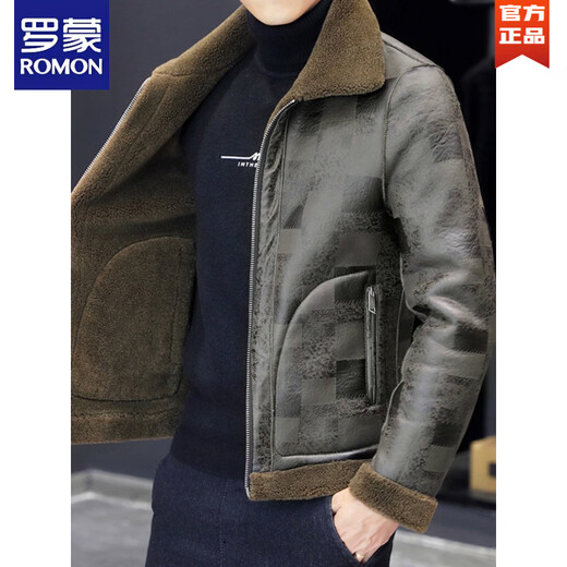 罗蒙（ROMON）皮衣男冬季加绒加厚韩版潮流羊羔毛双面穿棉衣皮毛一体冬装外套潮 黑色 M