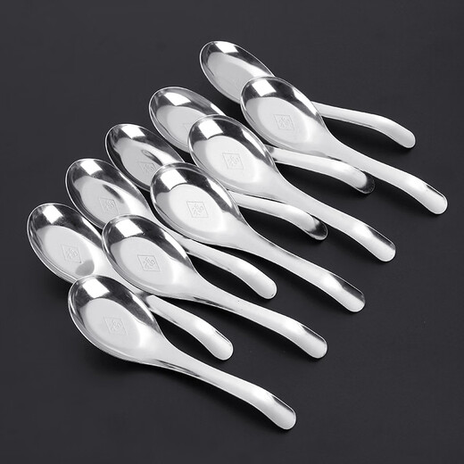 Shantou Lincun spoon for eating, stainless steel spoon, household flat spoon, watermelon spoon, tableware spoon, drinking spoon, family spoon, practical