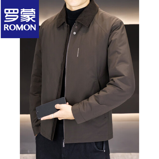 ROMON Мужская короткая пуховая куртка с лацканами, новинка 2025 года, зимняя деловая повседневная легкая теплая зимняя куртка мужская оливково-зеленого цвета M 170/
