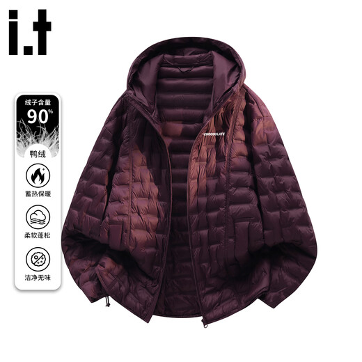 CHOCOOLATE it retro turtle back rib down jacket men's winter style American fashion brand design hooded casual versatile jacket burgundy M recommended 105-120 Jin Jin equals 0.5 kg