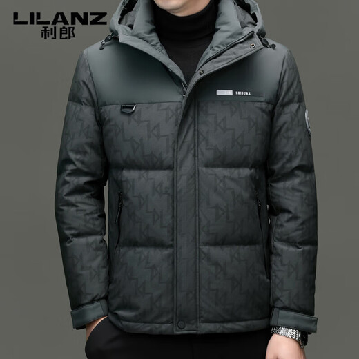 利郎（LILANZ）新款加厚保暖羽绒服男士冬季白鸭绒连帽高端男外套 米白色 M