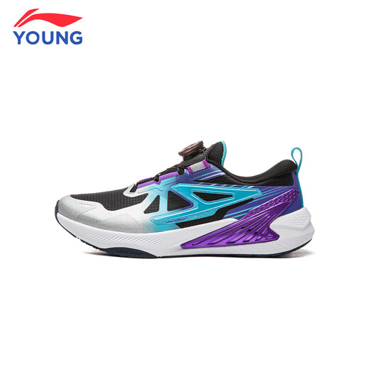 Li Ning (LI-NING) children's running shoes Zhique 3 New Year's model red festive Horse Year boys lightweight rebound cushioning comfortable sports shoes black/silver/rich purple Zhique 3 33 size